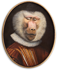 Retrato pintado de um macaco